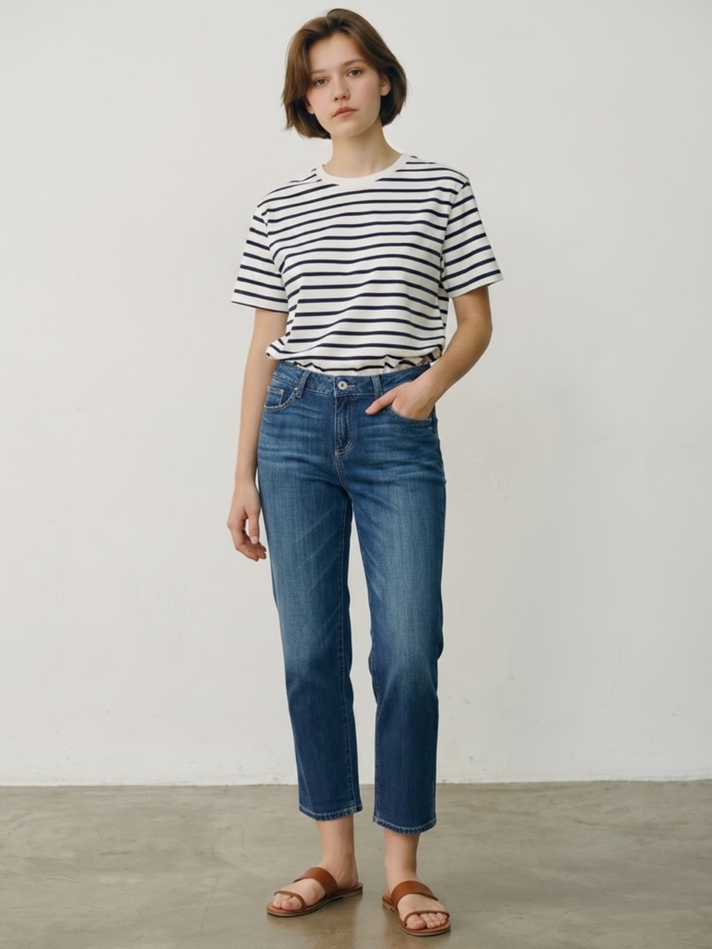 PAIGE Jimmy Jimmy Crop Jeans Size 29 Blue Denim Straight Leg Distressed Cropped